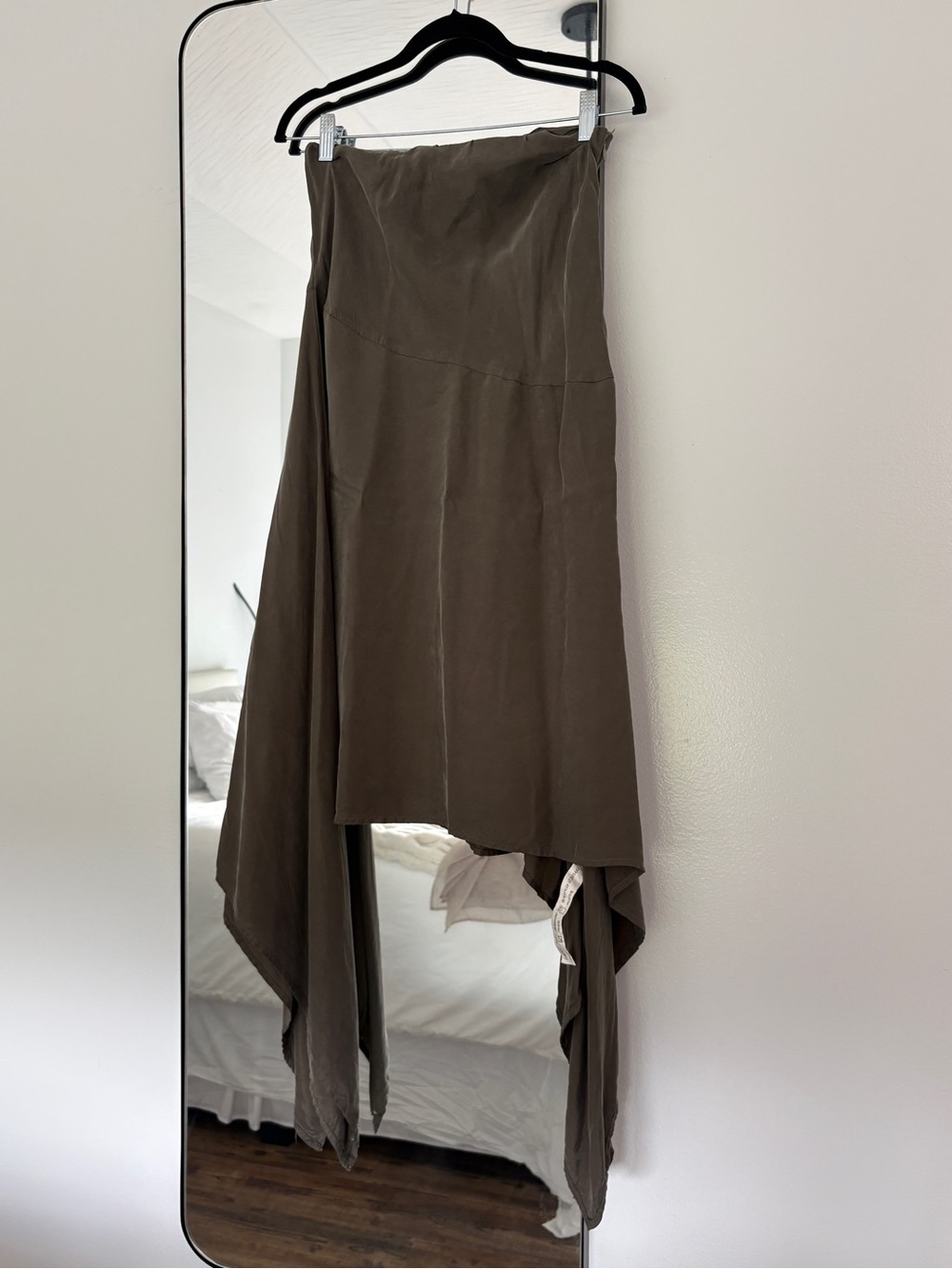 Staple Olive Green Asymmetrical Handkerchief Hem Skirt